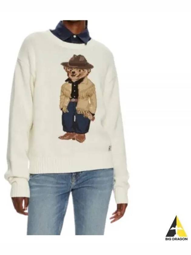 Bear Crew Neck Cotton Knit Top Cream - POLO RALPH LAUREN - BALAAN 2