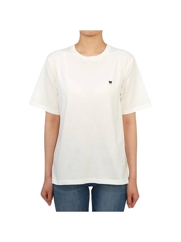 Deodara Side Slit Cotton Short Sleeve T-shirt White - MAX MARA - BALAAN 1