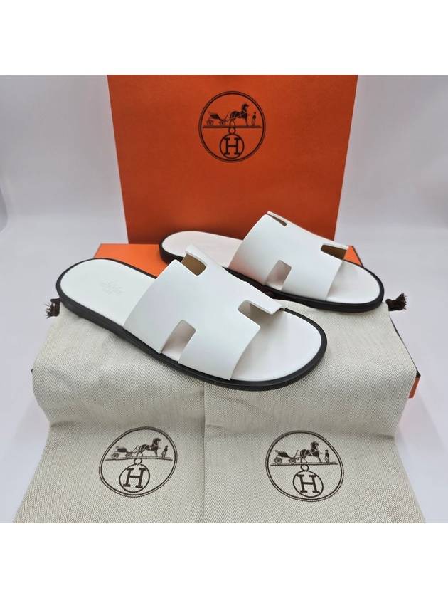 Izmir Leather Slippers Blanc - HERMES - BALAAN 7