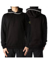 Garment Dyed Cotton Stretch Fleece Hoodie Black - STONE ISLAND - BALAAN 2