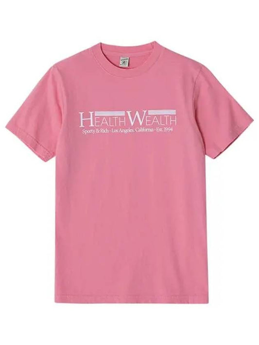 Health Wealth Logo Short Sleeve T-shirt Pink - SPORTY & RICH - BALAAN 1