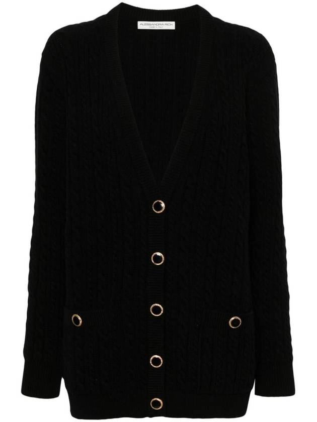 Alessandra Rich Oversized Knitted Cardigan Jwl Buttons Clothing - ALESSANDRA RICH - BALAAN 1