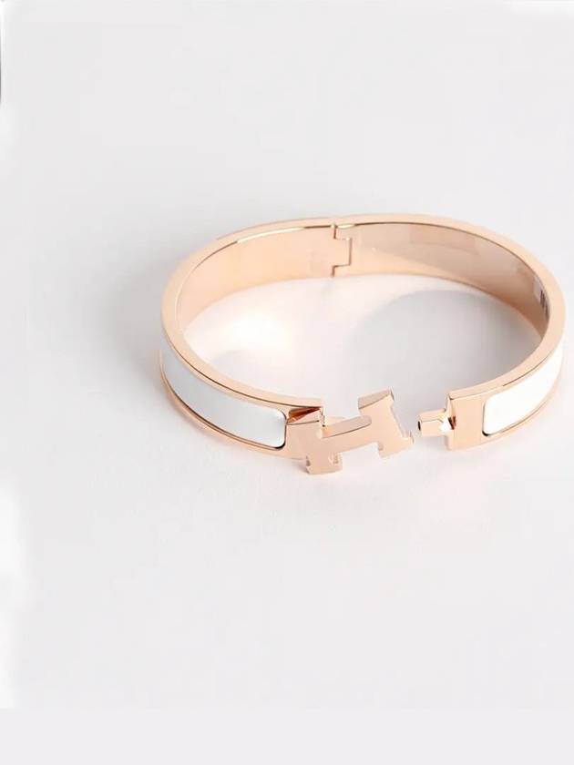 Clic H Bracelet Rose Gold Blanc - HERMES - BALAAN 3