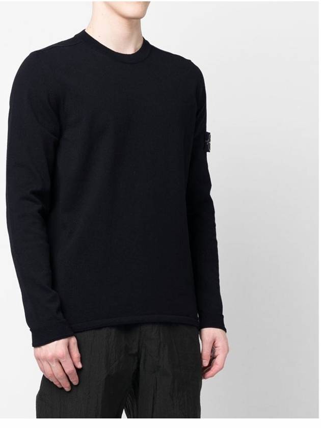 Wappen Patch Crew Neck Cotton Knit Top Navy - STONE ISLAND - BALAAN 5