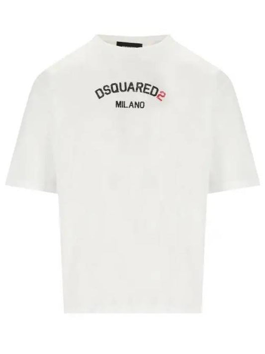 Logo Print Short Sleeve T Shirt White - DSQUARED2 - BALAAN 2