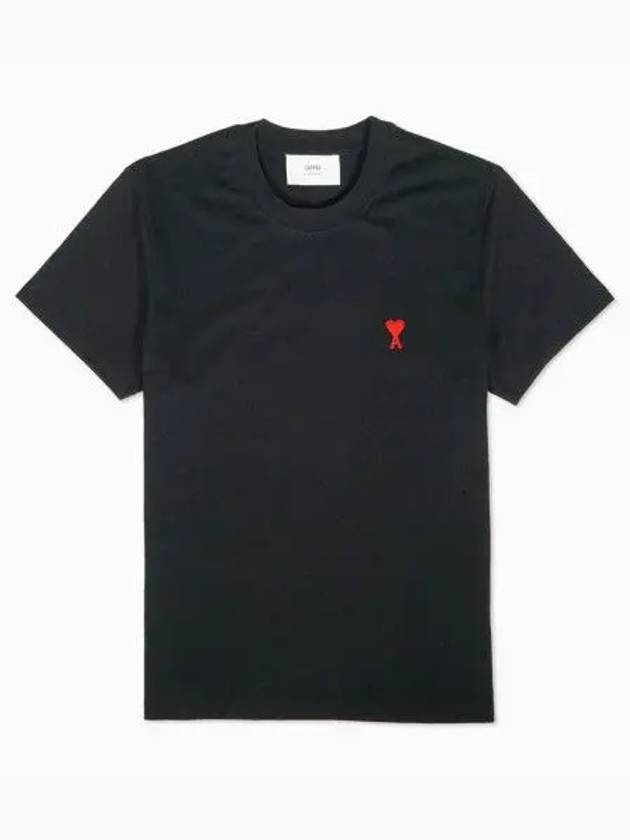 Small Heart Logo Short Sleeve T-Shirt Black - AMI - BALAAN 3