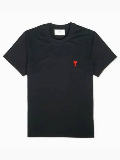 Small Heart Logo Short Sleeve T-Shirt Black - AMI - BALAAN 2