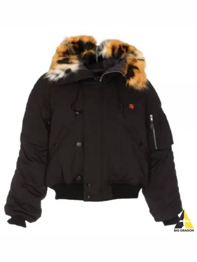 Boke Flower Fur Bomber Jacket Black - KENZO - BALAAN 2