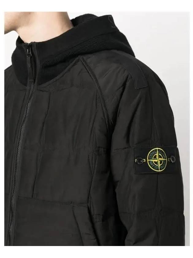 Wappen Patch Quilted Cupro Cotton Zip Up Hoodie Black - STONE ISLAND - BALAAN 6