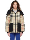Women's Detachable Hooded Check Puffer Jacket Padded Archive Beige - BURBERRY - BALAAN 2