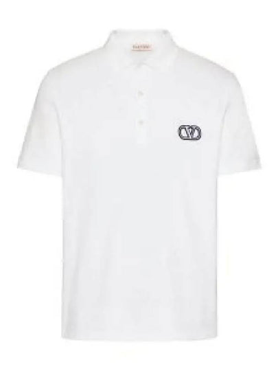 Signature Embroidered V Logo Polo Shirt White - VALENTINO - BALAAN 2