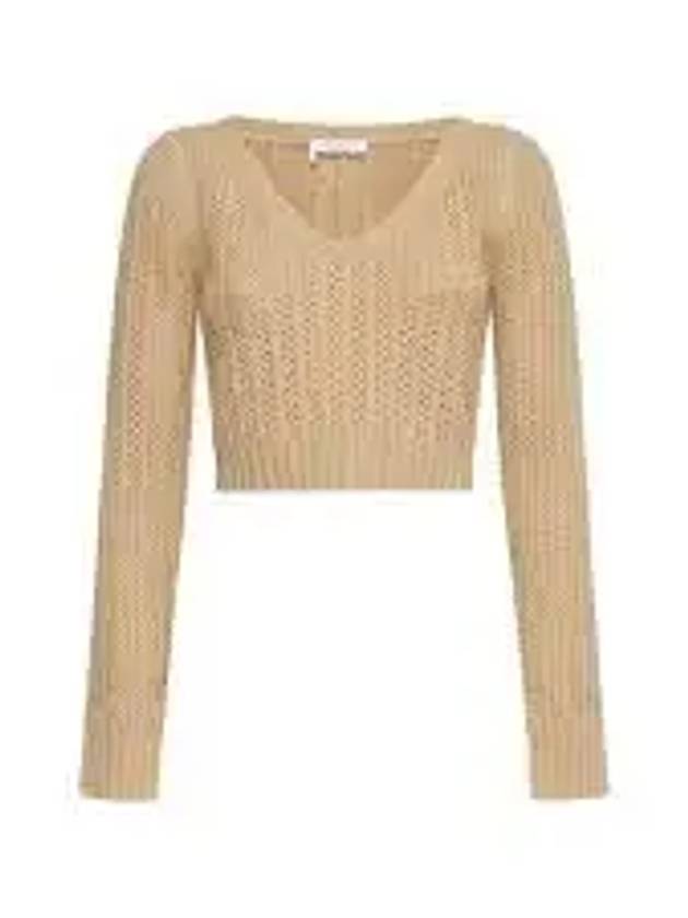 Ifrem Wool Cashmere Crop Knit Top Beige - MAX MARA - BALAAN 2