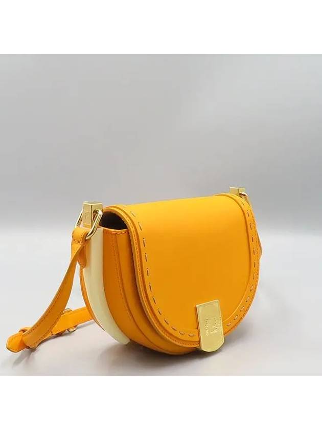 8BT346 Orange Leather Moonlight Saddle Shoulder Bag - FENDI - BALAAN 3