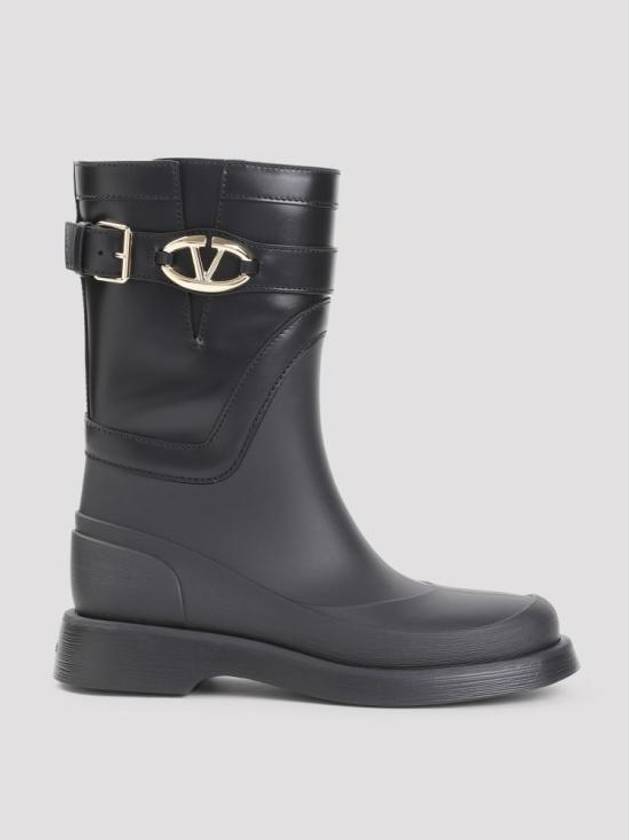 V Logo Bold Edition Middle Boots Black - VALENTINO - BALAAN 2