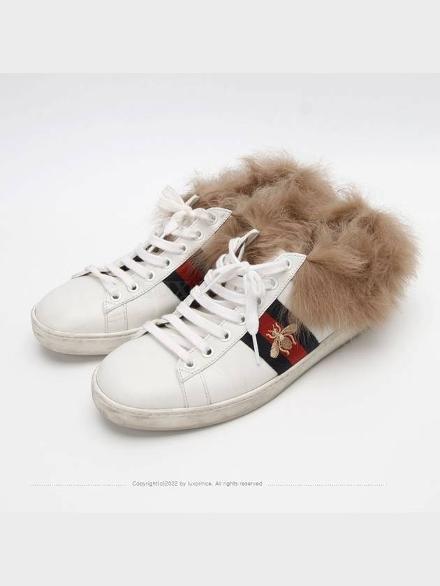 Ace fur bee embroidery trimming sneakers 498199 1215hva - GUCCI - BALAAN 2