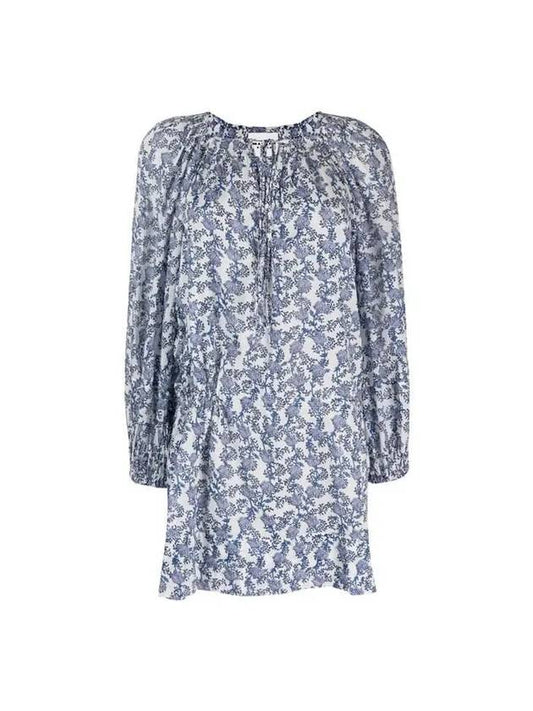 Parsley Floral Cotton Short Dress Royal Blue - ISABEL MARANT - BALAAN 1