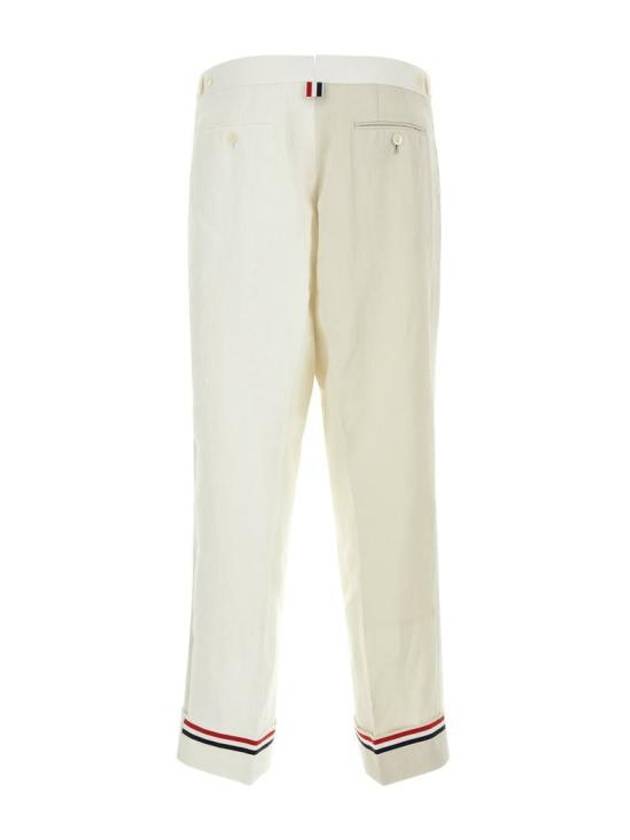 Men's Side Tab Straight Pants White - THOM BROWNE - BALAAN 3