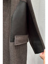 Men's Wool Cashmere Calfskin Maxi Pocket Herringbone Coat - HERMES - BALAAN 6