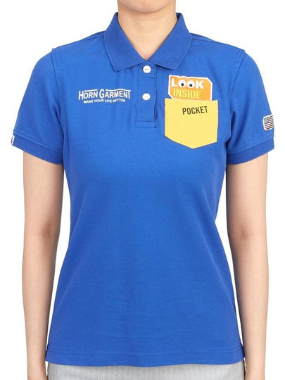 Women's Look Collar Short Sleeve PK Shirt Blue - HORN GARMENT - BALAAN 2