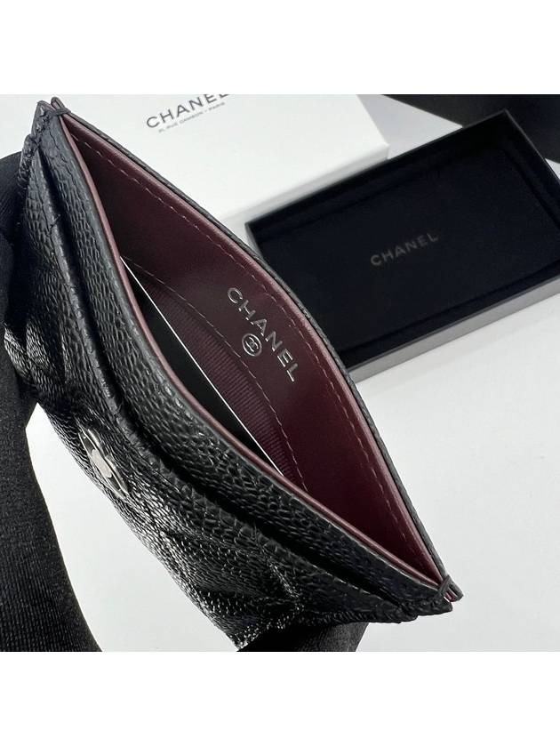 Classic Card Holder Grained Calfskin Silver Black - CHANEL - BALAAN 6