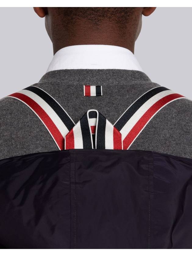 Men's 4 Bar Poly Twill Hooded Parka Navy - THOM BROWNE - BALAAN 7