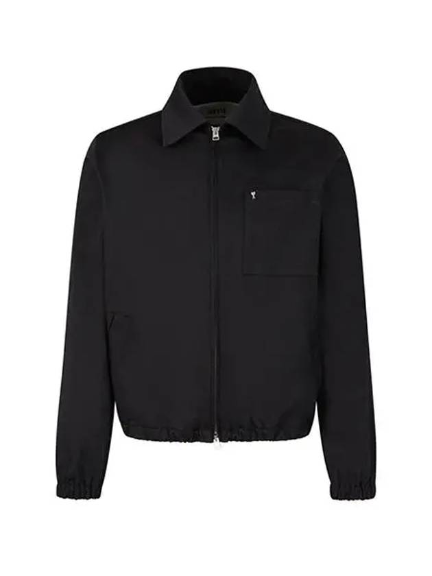 Heart Logo Zip-up Jacket Black - AMI - BALAAN 3