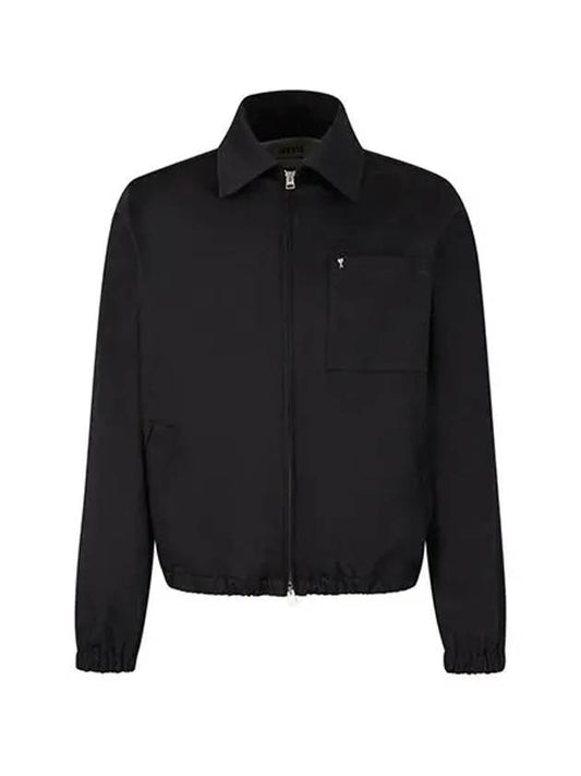 Heart Logo Zip-up Jacket Black - AMI - BALAAN 2