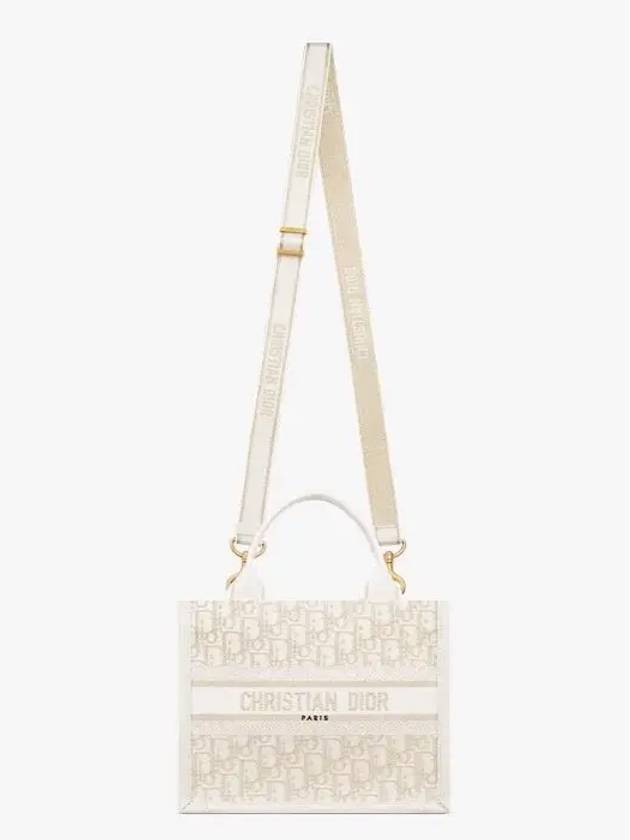 Small Oblique Embroidery Book Tote Bag Latte - DIOR - BALAAN 6