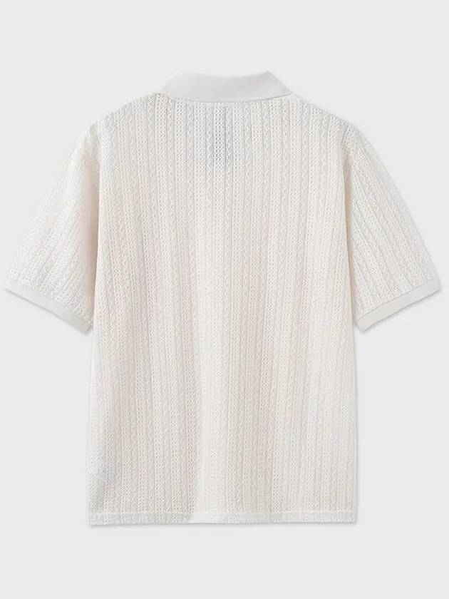 Lace Pique Short Sleeve Shirt Ivory - NOIRER - BALAAN 4