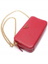 Saffiano Gold Triangular Logo Mini Chain Shoulder Bag Red - PRADA - BALAAN 6