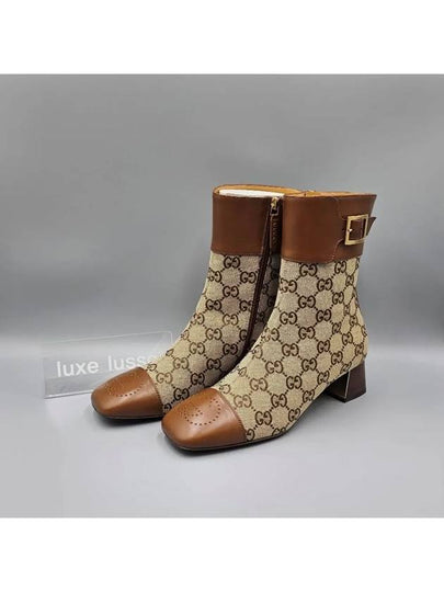 Women s GG Canvas Ankle Middle Boots Brown - GUCCI - BALAAN 2