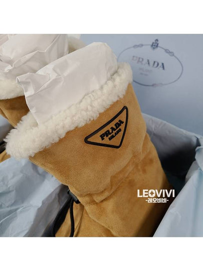 Shearling snow boots winter shoes brown 37 5 1U706M 1A6 - PRADA - BALAAN 4