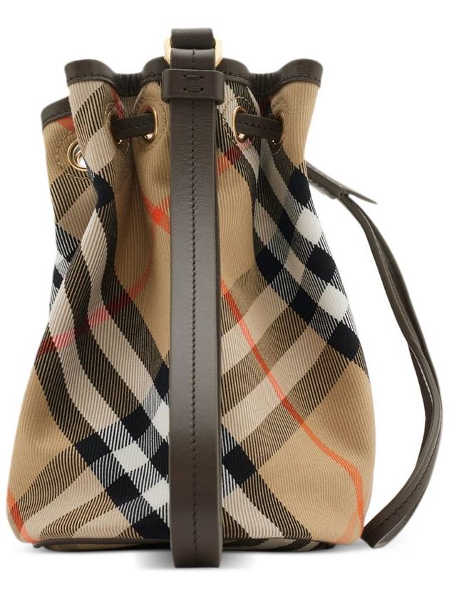 Check Drawstring Bucket Bag Sand - BURBERRY - BALAAN 4