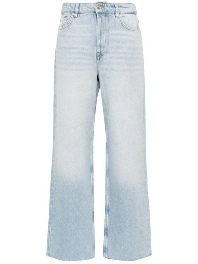 Overdyed Heavy Izey Straight Jeans Light Blue - GANNI - BALAAN 1