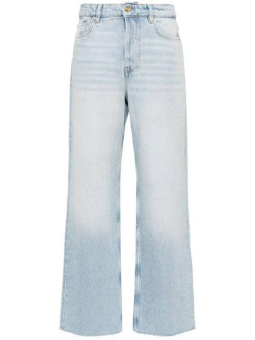 Overdyed Heavy Izey Straight Jeans Light Blue - GANNI - BALAAN 1