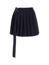 Buckle Strap Wool Pleated Skirt Navy - AMI - BALAAN 1