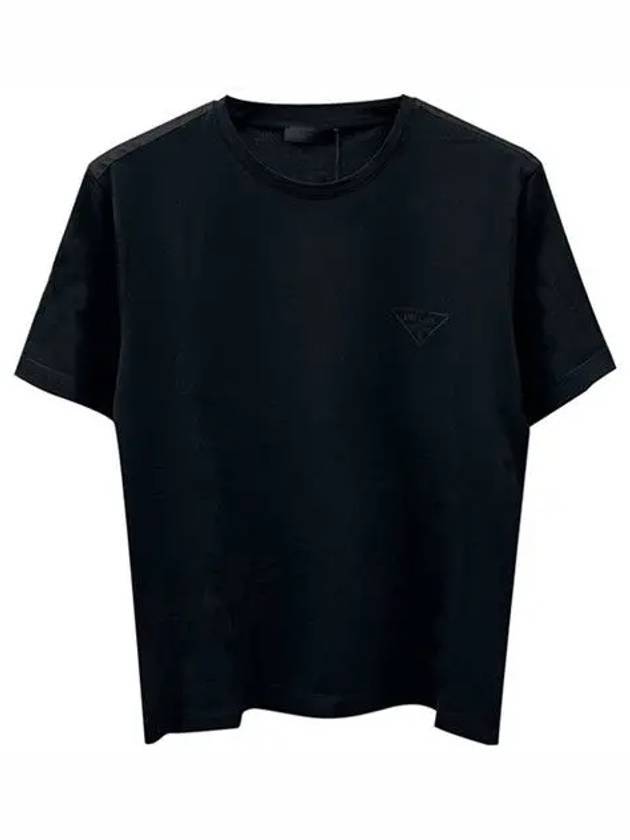 Logo Crew Neck Short Sleeve T-Shirt Black - PRADA - BALAAN 1