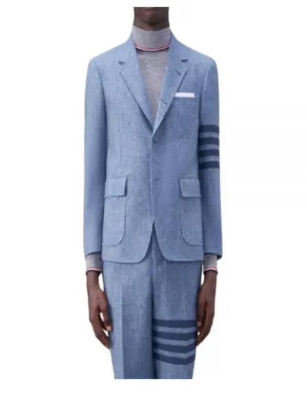 Donegal Tweed 4 Bar Single Breasted Blazer Jacket Light Blue - THOM BROWNE - BALAAN 2