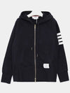 Engineered 4 Bar Diagonal Zip Up Hoodie Navy - THOM BROWNE - BALAAN 2