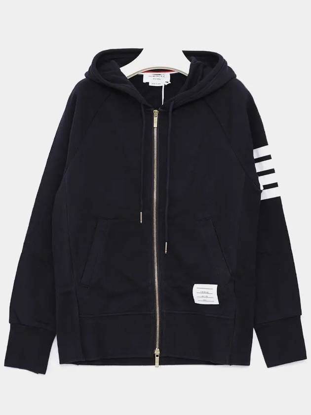 Engineered 4 Bar Diagonal Zip Up Hoodie Navy - THOM BROWNE - BALAAN 3