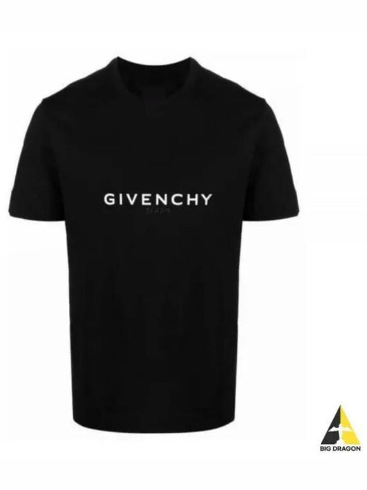 Men's Reverse Logo Round Slim Short Sleeve T-Shirt Black - GIVENCHY - BALAAN 2