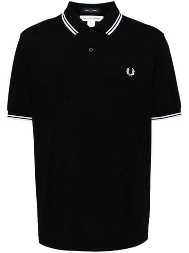 Embroidered Logo Polo Shirt Black - COMME DES GARCONS - BALAAN 1