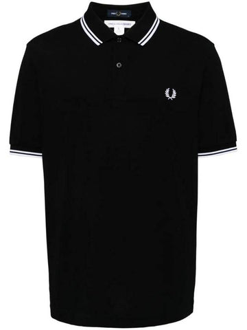 Embroidered Logo Polo Shirt Black - COMME DES GARCONS - BALAAN 1