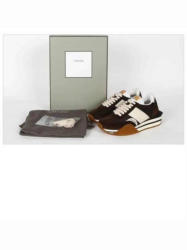 Logo James Panel Low Top Sneakers Brown - TOM FORD - BALAAN.