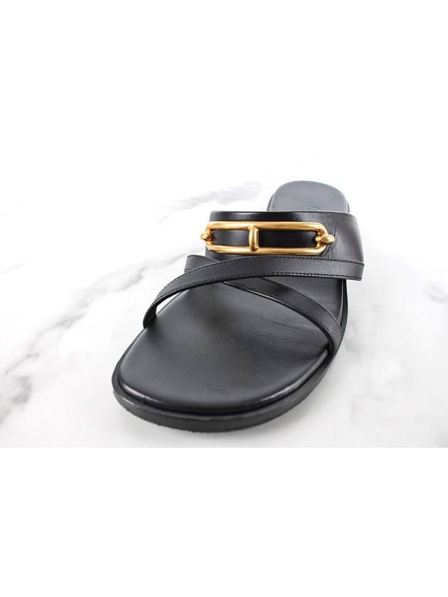 Claire gold logo sandal slippers 37 240 - HERMES - BALAAN 6