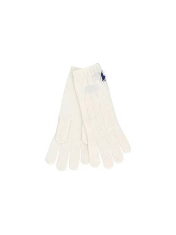 WC0638 107 Pony Cable Knit Gloves - POLO RALPH LAUREN - BALAAN 1