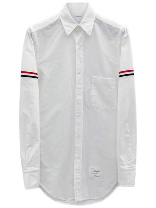 Classic Pique RWB Armband Long Sleeve Shirt White - THOM BROWNE - BALAAN 2