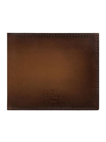 Makore Slim Leather Compact Half Wallet Brown - BERLUTI - BALAAN 1