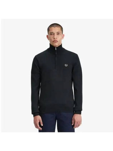 Fred Perry Sharp Classic Half Zip Knit Black AFPM2437624 198 - FRED PERRY - BALAAN 1