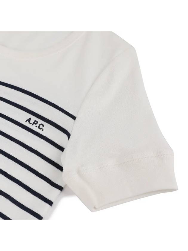 Logo Print Stripe Short Sleeve T-Shirt White - A.P.C. - BALAAN 6